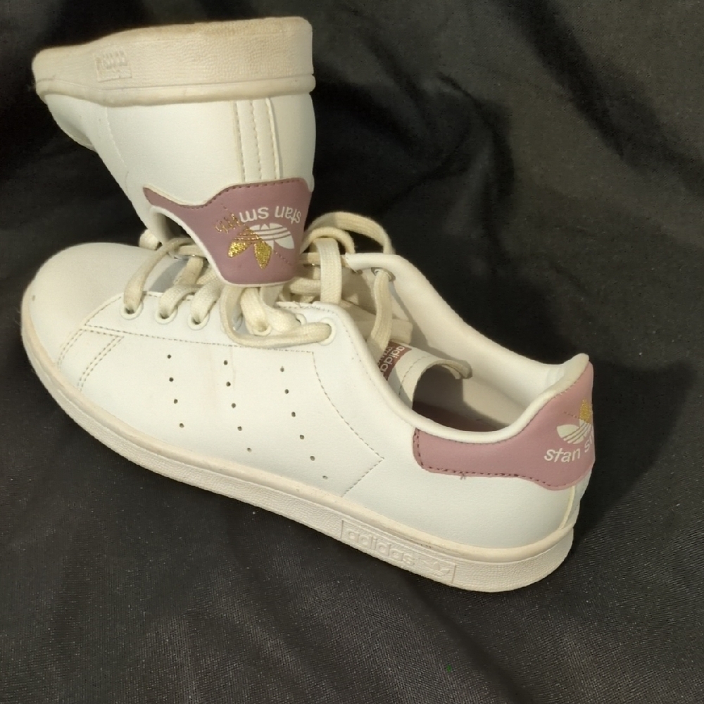 Adidas Kids Stan Smith White and Pink Shoes